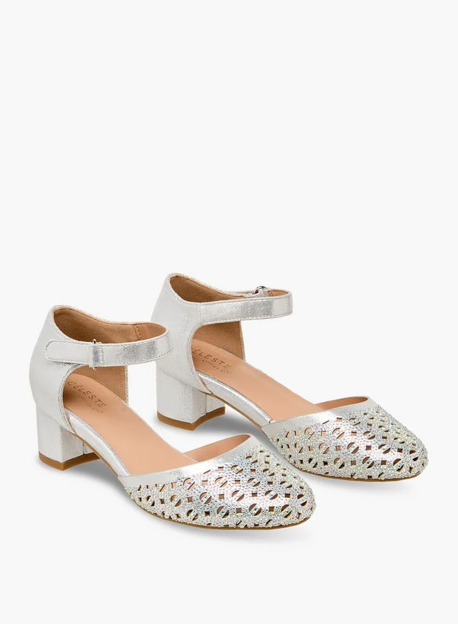 Celeste Girls Embellished Block Heel Sandals Ramadan Collection